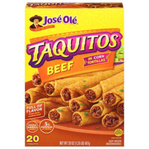 Jose Ole Frozen Mexican Food Taquitos Shredded Steak Corn Tortillas Crispy And Crunchy - 20 Count