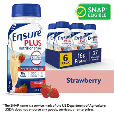 Ensure Plus Nutrition Shake Ready To Drink Strawberry 6-8 Fl. Oz.