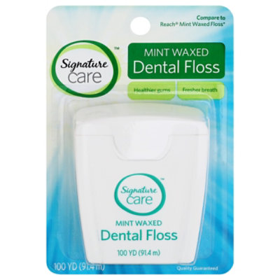 Signature Select/Care Dental Floss Waxed Mint 100 Yards - Each