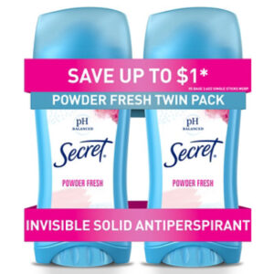 Secret Invisible Solid Powder Fresh Antiperspirant and Deodorant Twin Pack - 2-2.6 Oz