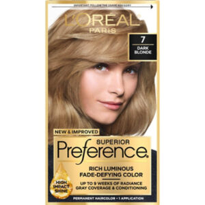L'Oreal Paris Superior Preference Luminous Fade-Defying Hair Color 7 Dark Blonde Kit - Each