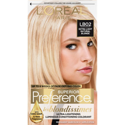 L'Oreal Paris Superior Preference Permanent Hair Color LB02 Extra Light Natural Blonde Kit - Each