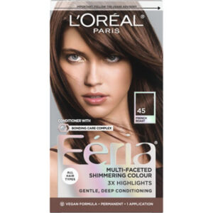 L'Oreal Paris Feria Shimmering Permanent Hair Color 45 French Roast (Deep Bronzed Brown) Kit - Each