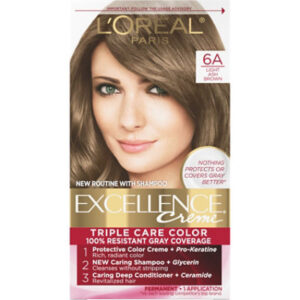 L'Oreal Paris Excellence Creme Permanent Triple Care Hair Color 6A Light Ash Brown Kit - Each