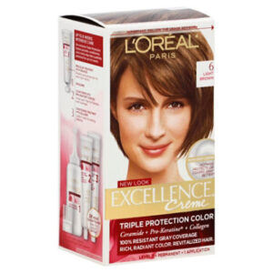 L'Oreal Paris Excellence Creme Permanent Triple Care Hair Color 6 Light Brown Kit - Each