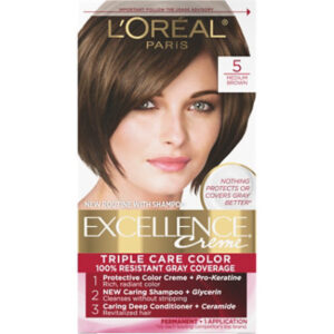 L'Oreal Paris Excellence Creme Permanent Triple Care Hair Color 5 Medium Brown Kit - Each