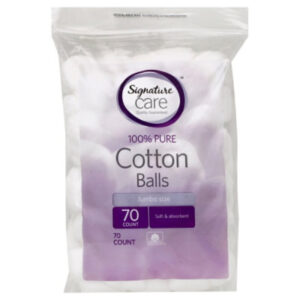Signature Select/Care Cotton Balls 100% Pure Soft & Absorbent Jumbo Size - 70 Count