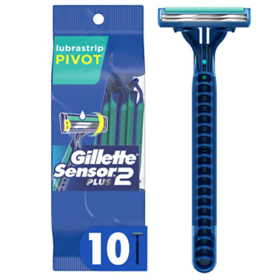 Gillette Sensor2 Plus Pivoting Head Mens Disposable Razors - 10 Count