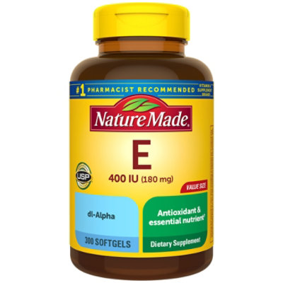 Nature Made Dietary Supplement Softgels Vitamin E 400 IU dl-Alpha - 300 Count