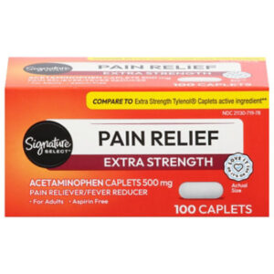Signature Select/Care Pain Relief Caplet Acetaminophen 500 mg Extra Strength Aspirin Free - 100 Count