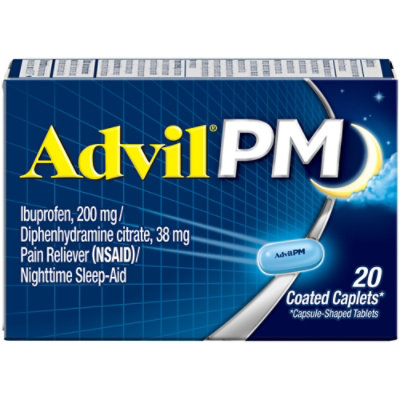 Advil PM Ibuprofen Caplets 200mg Pain Reliever NSAID Nighttime Sleep-Aid - 20 Count