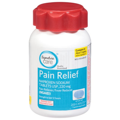 Signature Select/Care Naproxen Sodium Pain Reliever Fever Reducer 220mg NSAID Caplet - 200 Count