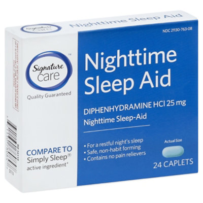 Signature Select/Care Nighttime Sleep Aid Diphenhydramine HCl 25mg Caplet - 24 Count