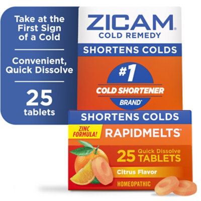 Zicam Ultra Rapidmelts Citrus Flavor Zinc Cold Remedy Quick Dissolve Tablets - 25 Count