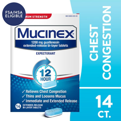 Mucinex Expectorant Chest Congestion 12 Hour Relief Extended Release Tablets - 14 Count