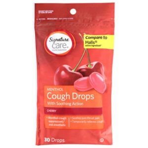 Signature Select/Care Cough Drops Menthol Soothing Action Cherry - 30 Count