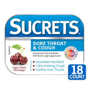 Sucrets Sore Throat & Cough Vapor Cherry Lozenges - 18 Count
