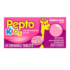 Pepto Kids Antacid Chewable Tablets for Upset Stomach Relief Over-the-Counter Medicine - 24 Count