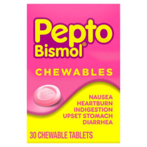 Pepto Bismol Chewable Tablets for Upset Stomach & Diarrhea Relief Over-the-Counter Medicine - 30 Count
