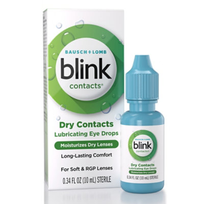 Blink Contacts Eye Drops Lubricating for Soft & RGP Lenses - 0.34 Fl. Oz.