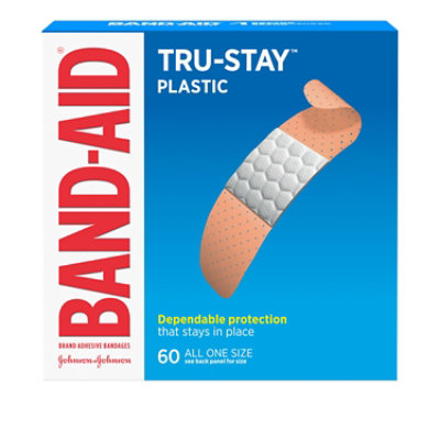 BAND-AID Brand Adhesive Bandages Plastic Strips All One Size - 60 Count