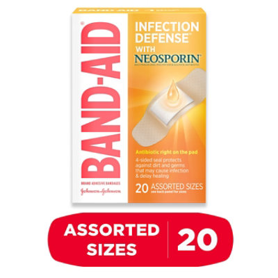 BAND-AID Brand Adhesive Bandages Plus Antibiotic Assorted Sizes - 20 Count