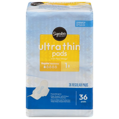 Signature Select/Care Ultra Thin Regular Absorbency With Flexi Wings Maxi Pads - 36 Count