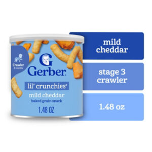 Gerber Lil Crunchies Mild Cheddar Baked Corn Snack Canister for Baby - 1.48 Oz