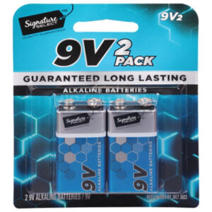 Signature SELECT Batteries Alkaline 9V Guaranteed Long Lasting - 2 Count