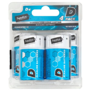Signature SELECT Batteries Alkaline D Guaranteed Long Lasting - 4 Count