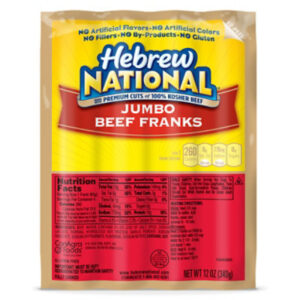 Hebrew National Jumbo Beef Hot Dog Franks 4 count -12 Oz