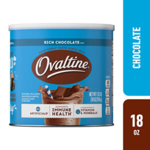 Ovaltine Rich Chocolate Drink Mix Powdered Drink Mix For Hot And Cold Milk Canister - 18 Oz