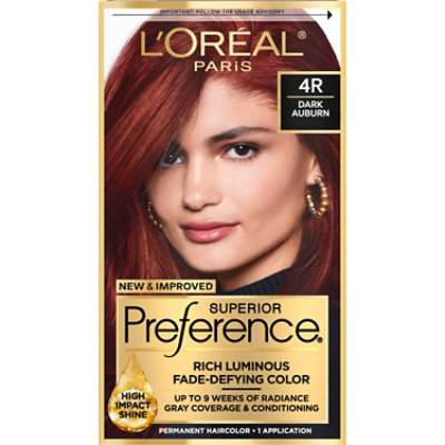 L'Oreal Paris Superior Preference Permanent Hair Color 4R Dark Auburn Kit - Each
