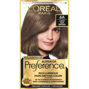 L'Oreal Paris Superior Preference Fade-Defying Permanent Hair Color 6A Light Ash Brown Kit - Each