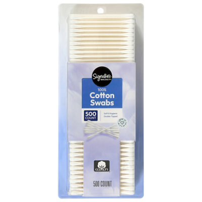 Signature Select/Care Cotton Swabs 100% Pure Double Tipped - 500 Count