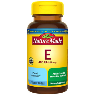 Nature Made Dietary Supplement Softgels Vitamin E 400 IU dl-Alpha - 100 Count