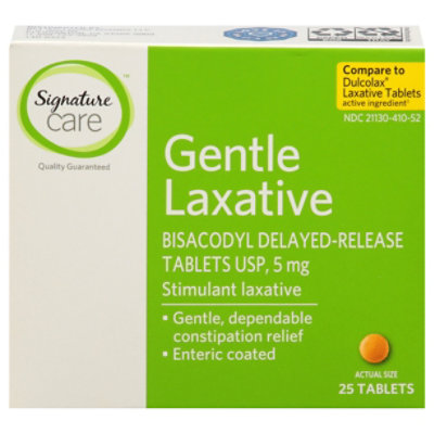 Signature Select/Care Gentle Overnight Laxative Bisacodyl USP 5mg Tablet - 25 Count