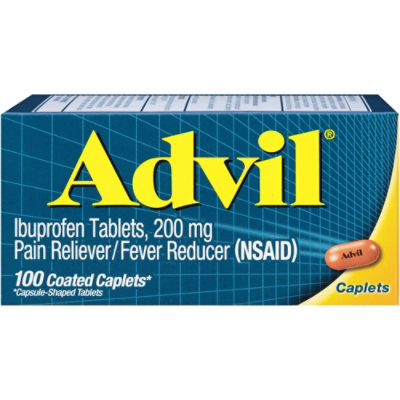 Advil Pain Reliever Fever Reducer Coated Caplet Ibuprofen Temporary Pain Relief - 100 Count