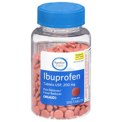 Signature Select/Care Ibuprofen Pain Reliever Fever Reducer USP 200mg NSAID Tablet Brown - 500 Count