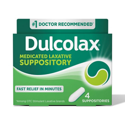 Dulcolax Medicated Stimulant Laxative Suppositories - 4 Count
