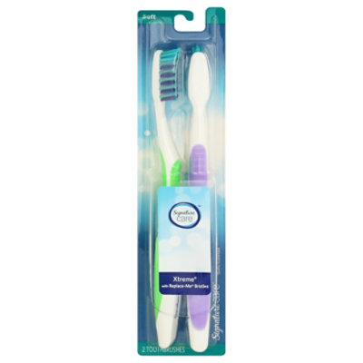 Signature Select/Care Toothbrush Xtreme With Replace Me Bristles Soft - 2 Count