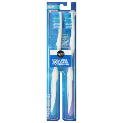 Signature Select/Care Toothbrush Angle Edge? Clean With Replace Me Bristles Soft - 2 Count