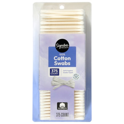 Signature Select/Care Cotton Swabs 100% Pure Double Tipped - 375 Count