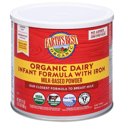 Earths Best Organic Infant Formula With Iron DHA & ARA Powder - 21 Oz