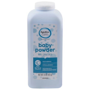 Signature Select/Care Baby Powder Pure Cornstarch Mild & Gentle Aloe Vera & Vitamin E - 15 Oz