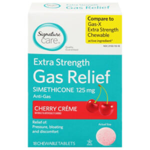 Signature Select/Care Gas Relief Simethicone 125mg Extra Strength Cherry Chewable Tablet - 18 Count