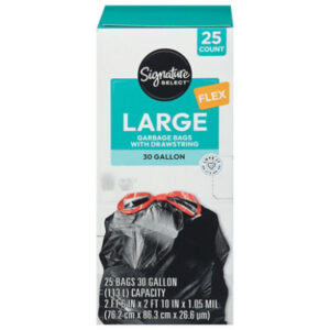 Signature SELECT Flex Large Bags With Drawstring 30 Gallon - 25 Count