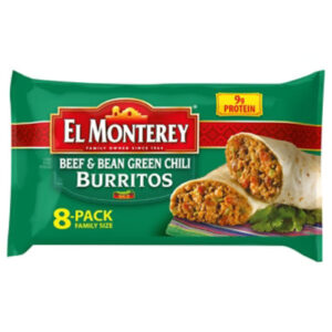 El Monterey Beef & Bean Green Chili Frozen Burritos 8 Count - 32 Oz