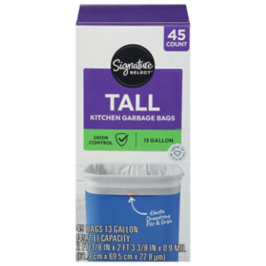 Signature SELECT Tall Kitchen Bags With Drawstring 13 Gallon - 45 Count