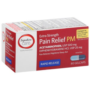 Signature Select/Care Pain Relief PM Gelcap Acetaminophen 500mg Rapid Release Aspirin Free - 80 Count